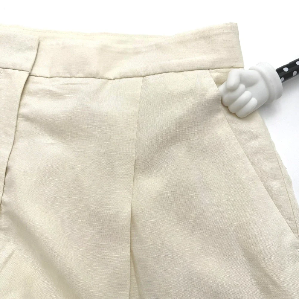 BANANA‎ REPUBLIC NWT Women's 16 Cream White Tencel Linen Wide Leg Pleated Pants